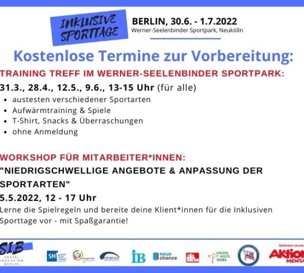 Flyer Training Treffs Inklusive Sporttage