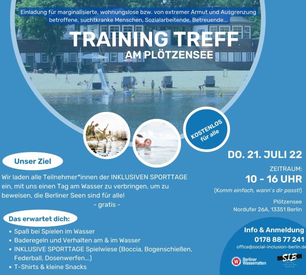 training treff plötzensee Berliner Wasserratten und social inclusion berlin e.V.